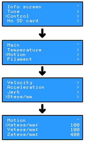 Menu steps