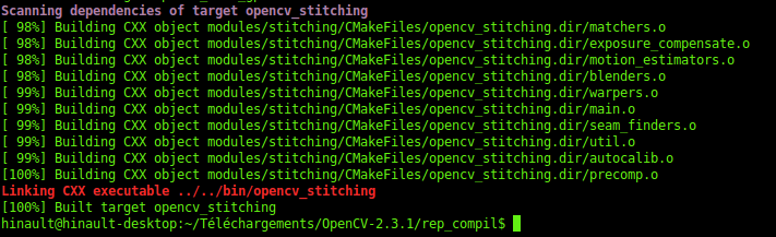 Installation des librairies OpenCV sous linux